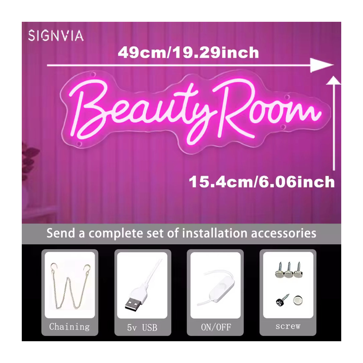 Rosa Neon LED Wandkunst zur Dekoration für Beauty-Salons, Nagelstudios und Tattoo-Studios - Bild 4