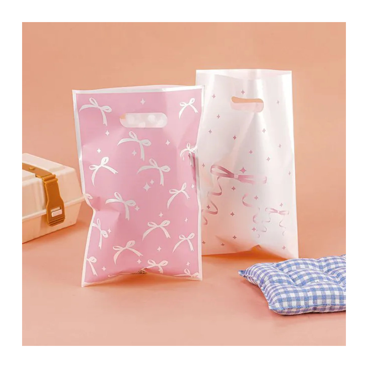 Rosa Schleifen Geschenkbeutel für Süßigkeiten und Goodie Bags bei Geburtstagen oder Babypartys - Bild 1