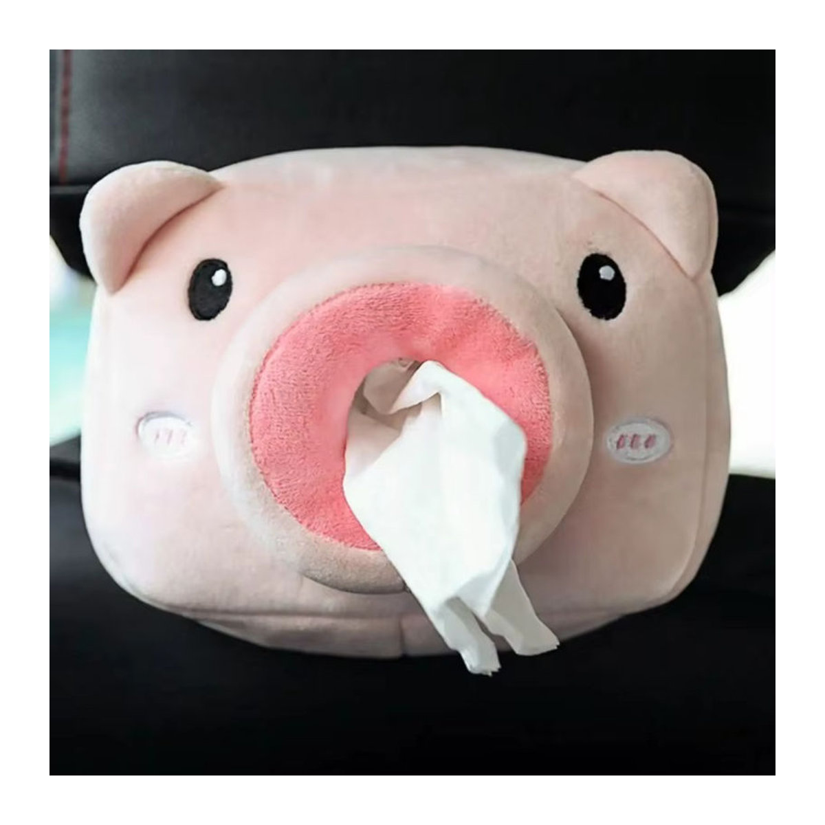 Rosa Taschentuchbox für das Auto mit Cartoon Schwein Design aus Textil - Bild 2