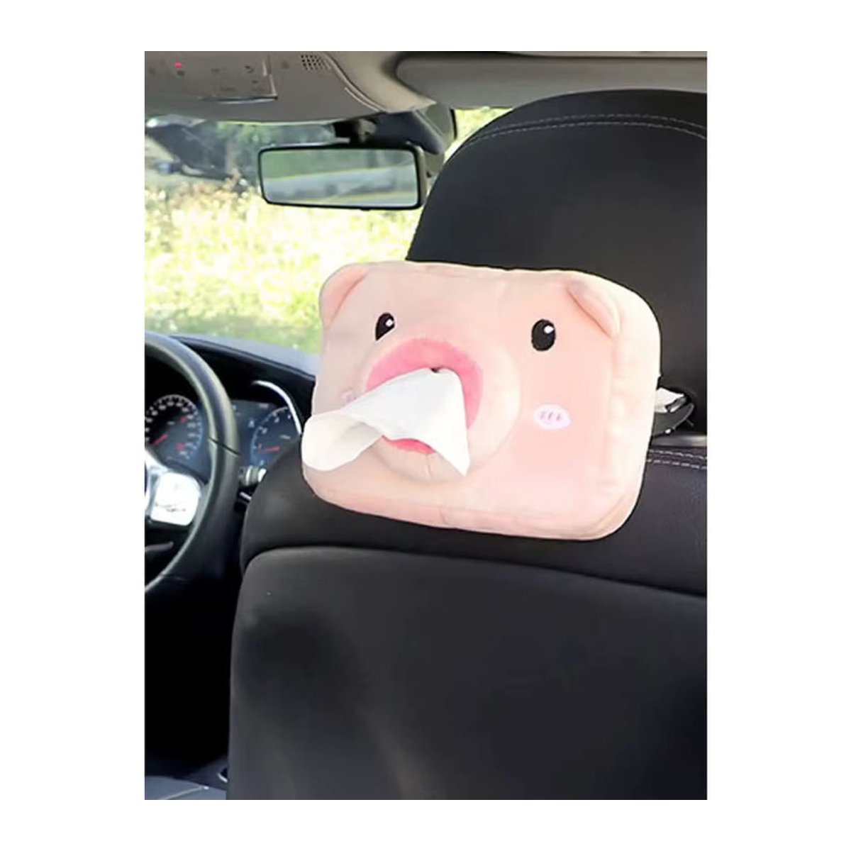 Rosa Taschentuchbox für das Auto mit Cartoon Schwein Design aus Textil - Bild 4