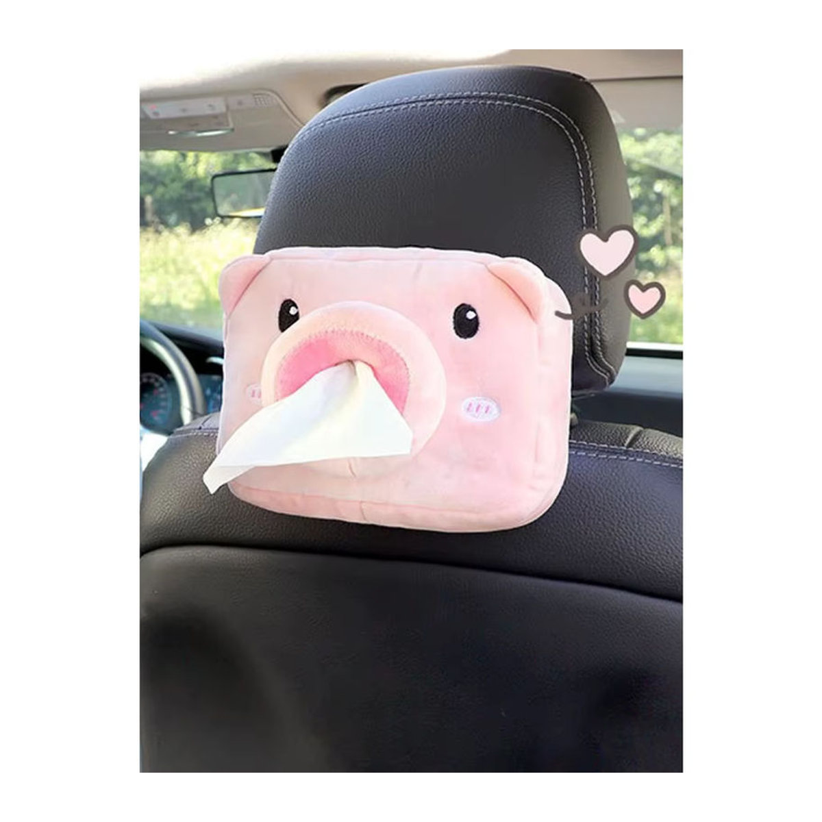 Rosa Taschentuchbox für das Auto mit Cartoon Schwein Design aus Textil - Bild 5