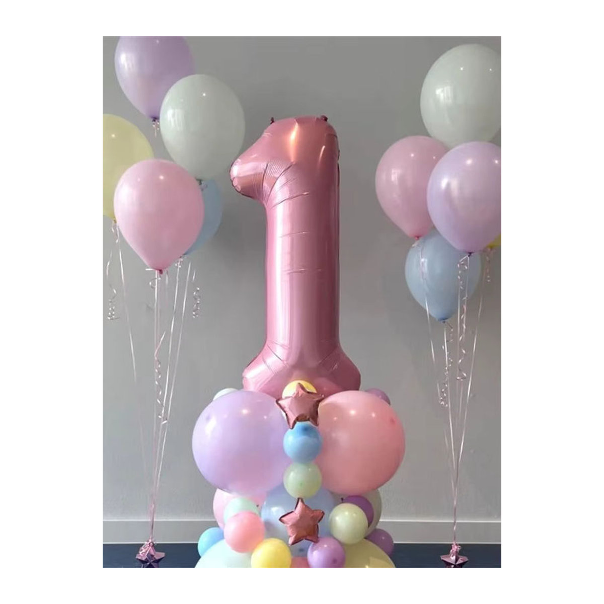 Rosa und mehrfarbiges Ballon-Set für Geburtstagsdekorationen mit 40 Zoll Folienballon und Macaron-Latexballons - Bild 4