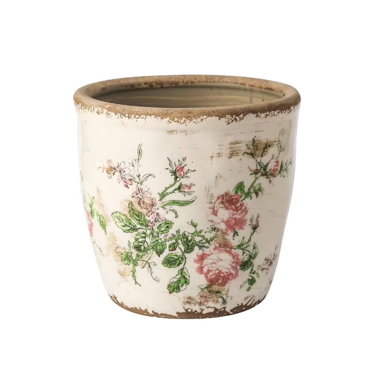 Rosa und weiße Keramik-Blumentöpfe im französischen Vintage-Stil mit floralem Design für deine Pflanzen und Hydrokultur - Bild 4