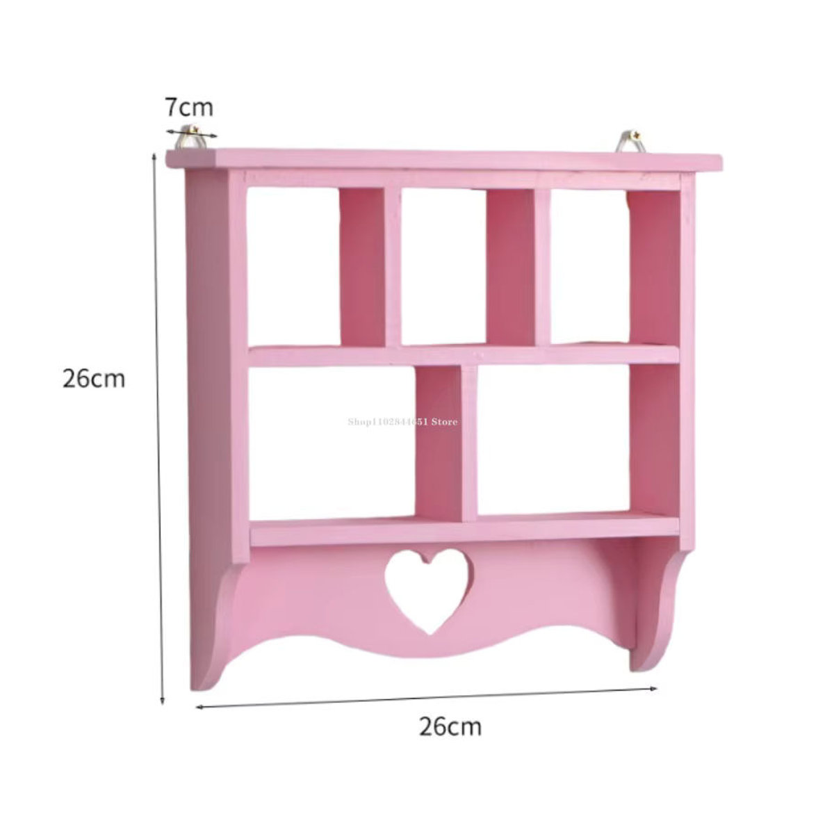 Rosa Wand-Aufbewahrungsregale aus Holz für Kinderzimmer und Schlafzimmer zur Dekoration von Figuren, Puppen und Schmuck - Bild 1