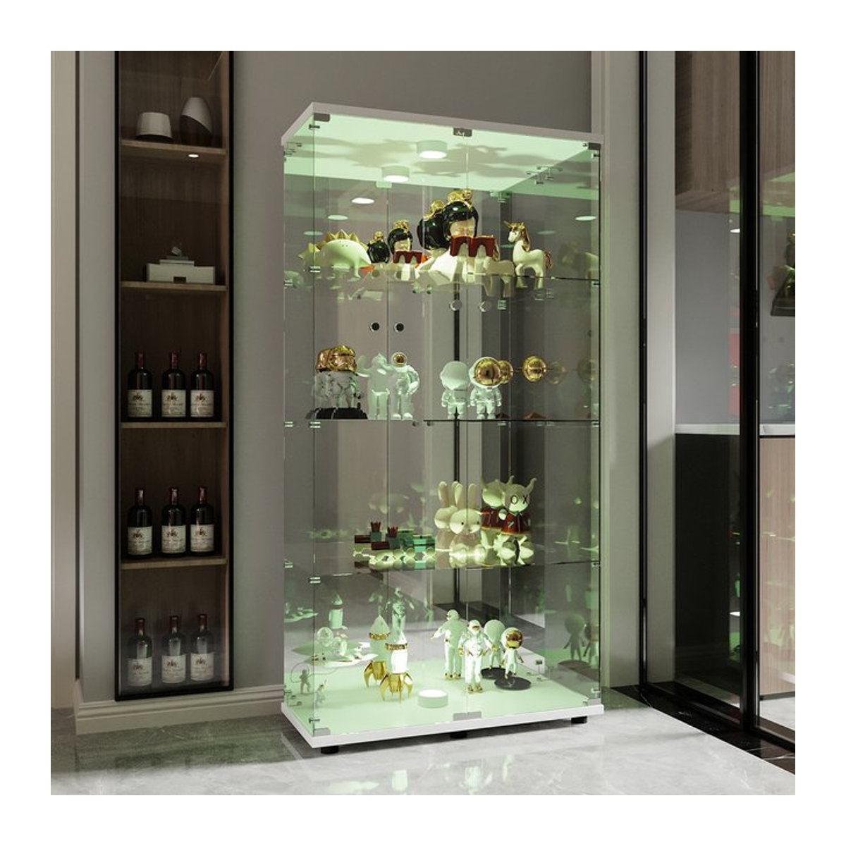 Rosahqnda Moderne Glasvitrine mit LED und 4 Stufen als Vitrinenschrank in Weiß oder Schwarz - Bild 1