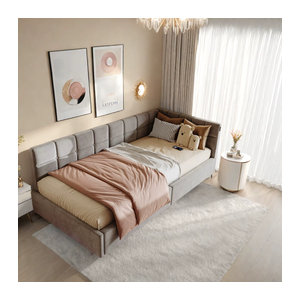 Rosahqnda Polsterbett als Schlafsofa in Rosa und Grau mit LED-Beleuchtung, USB-Anschluss und Lattenrost, B/T/H: 90 x 200 cm
