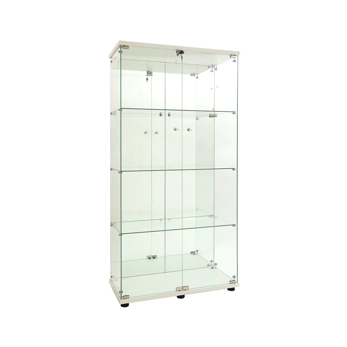 Rosahqnda Vitrinenschrank mit LED und Glas, 4-stufig, modern, Weiß/Schwarz - Bild 4