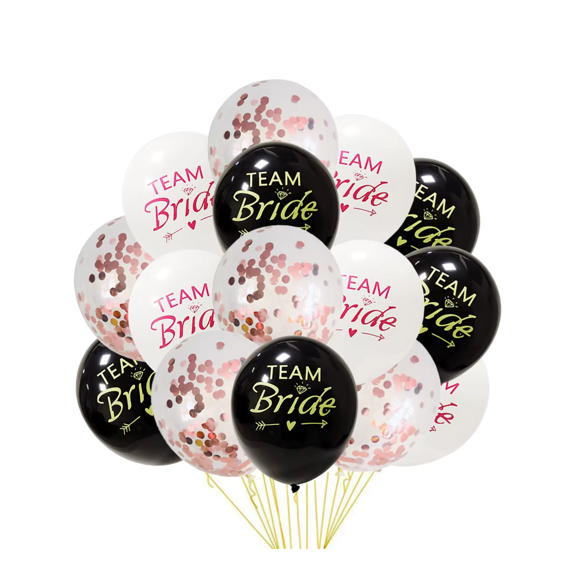 Roségold Konfetti Luftballons Set für die Hochzeit mit Team Braut Dekoration in Rosa und Glanz-Optik - Bild 3