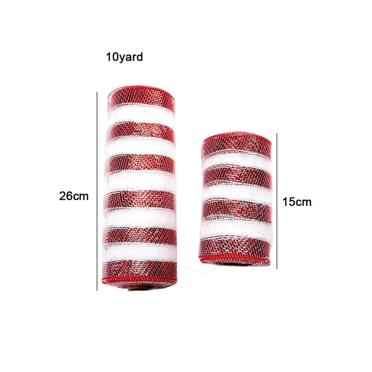 Rot-weiß gestreiftes Weihnachts-Meshband aus Textil für DIY-Dekorationen, Breite: 26 cm - Bild 2