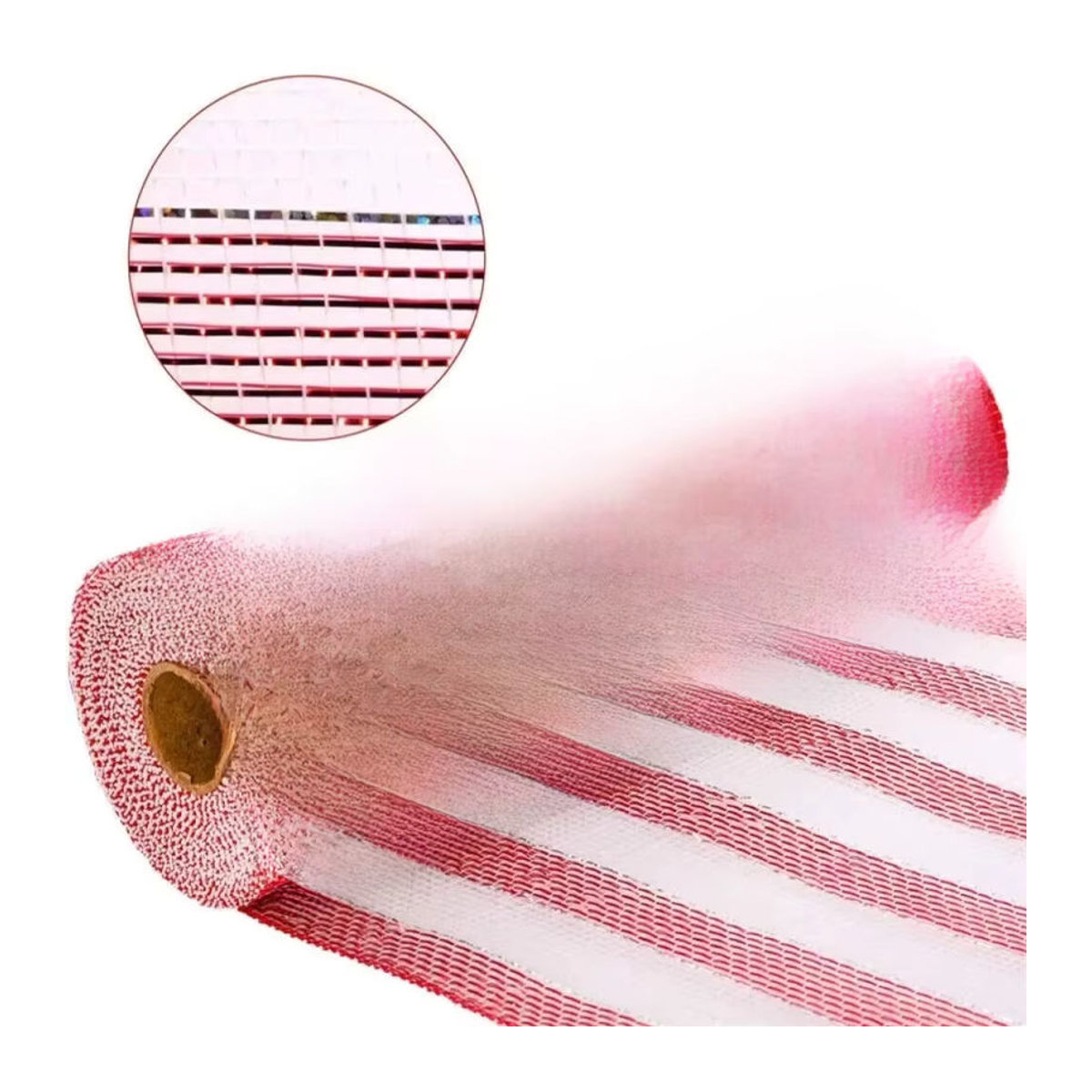 Rot-weiß gestreiftes Weihnachts-Meshband aus Textil für DIY-Dekorationen, Breite: 26 cm - Bild 6