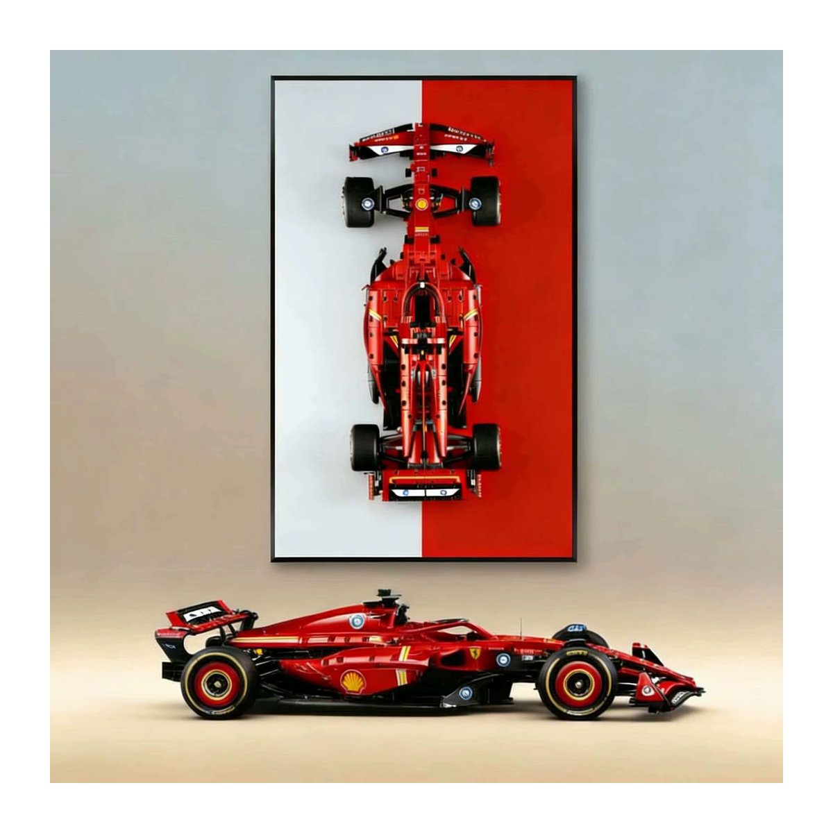 Rote Wandhalterung für LEGO Rennwagen Modelle, rechteckig und wandmontiert - Bild 5