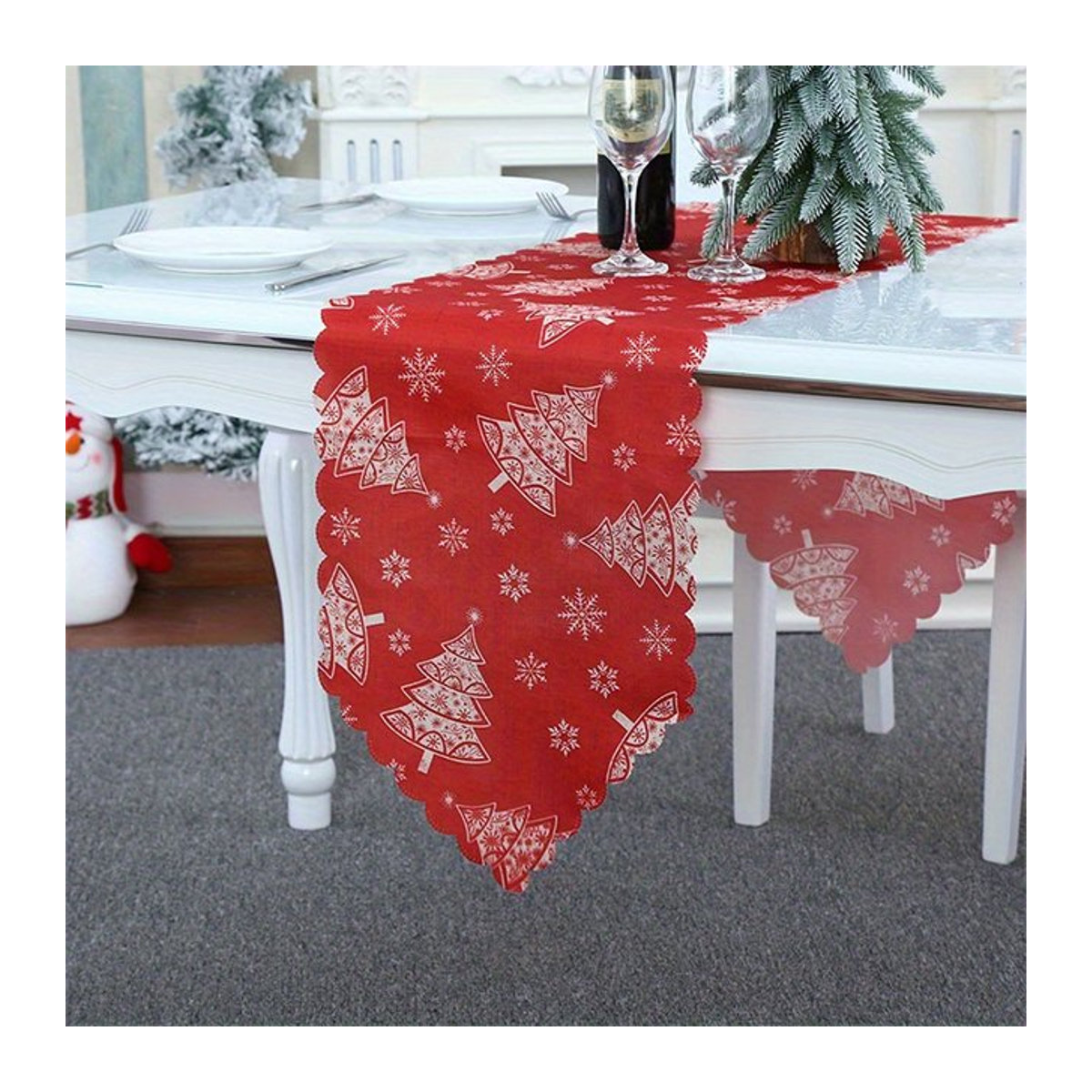 Rote Weihnachts-Tischdecke mit kreativem Print für Restaurant, Hotel und Zuhause - Bild 1