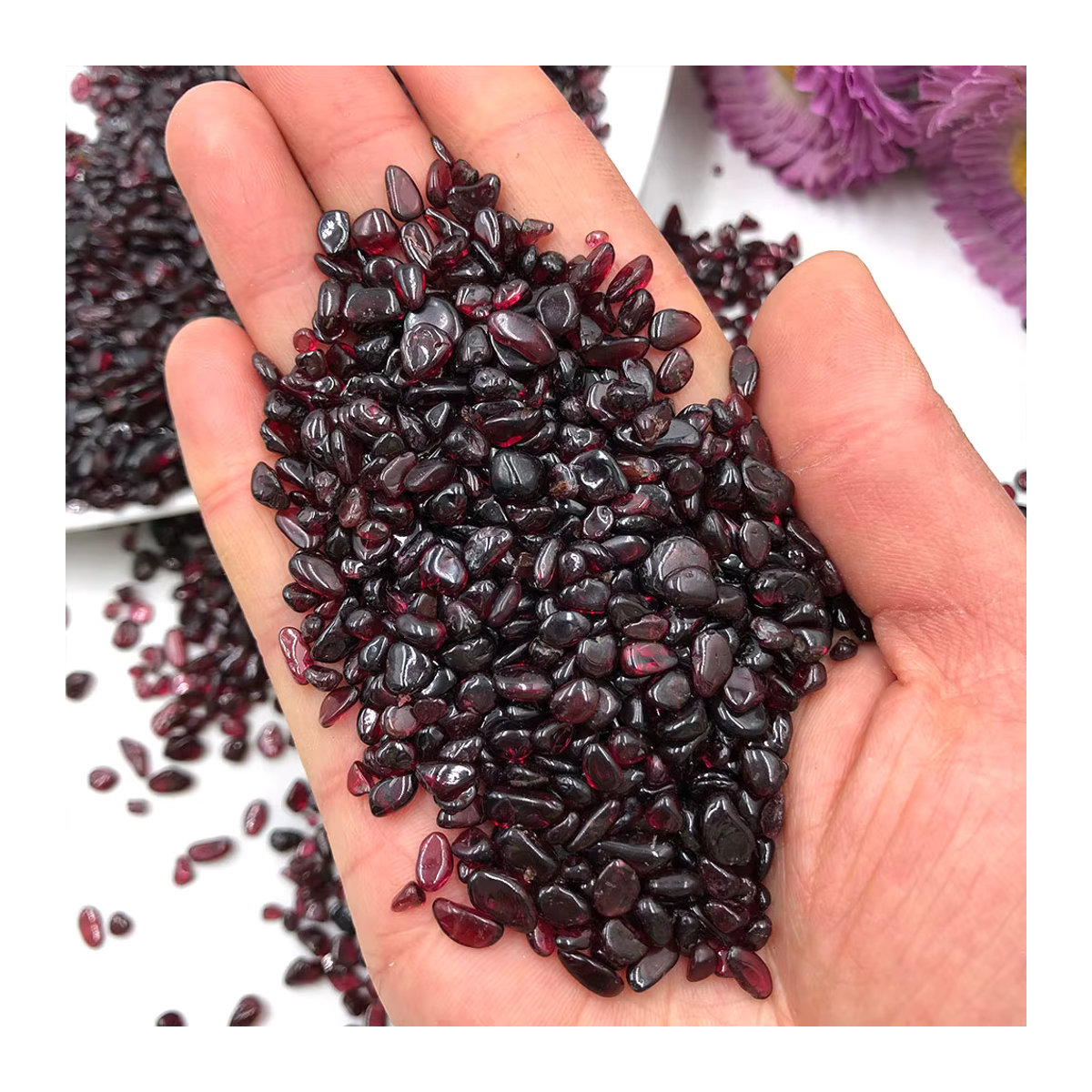 Roter Granat Kristallstein als Chip Kies für Chakra und Dekoration, 100 g - Bild 3