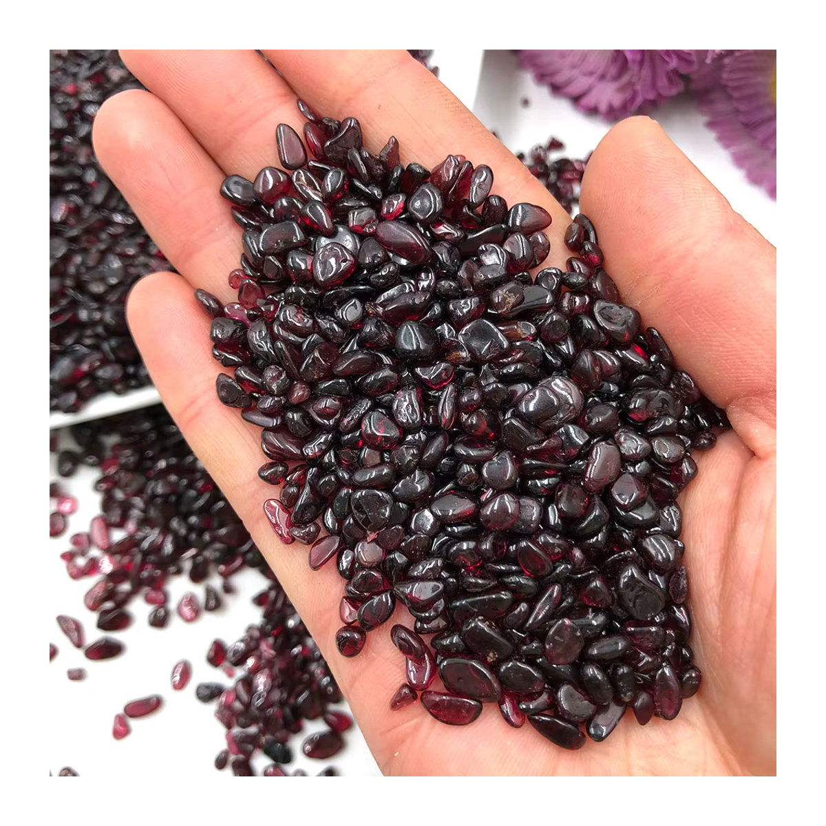Roter Granat Kristallstein als Chip Kies für Chakra und Dekoration, 100 g - Bild 6