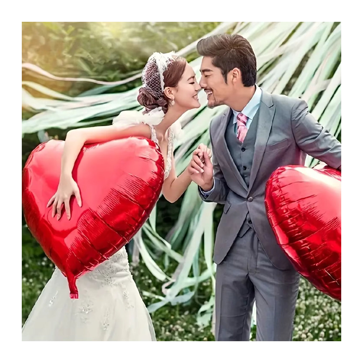 Roter Herzballon mit Schnur für deine Valentinstagsdekoration, 32 Zoll - Bild 2