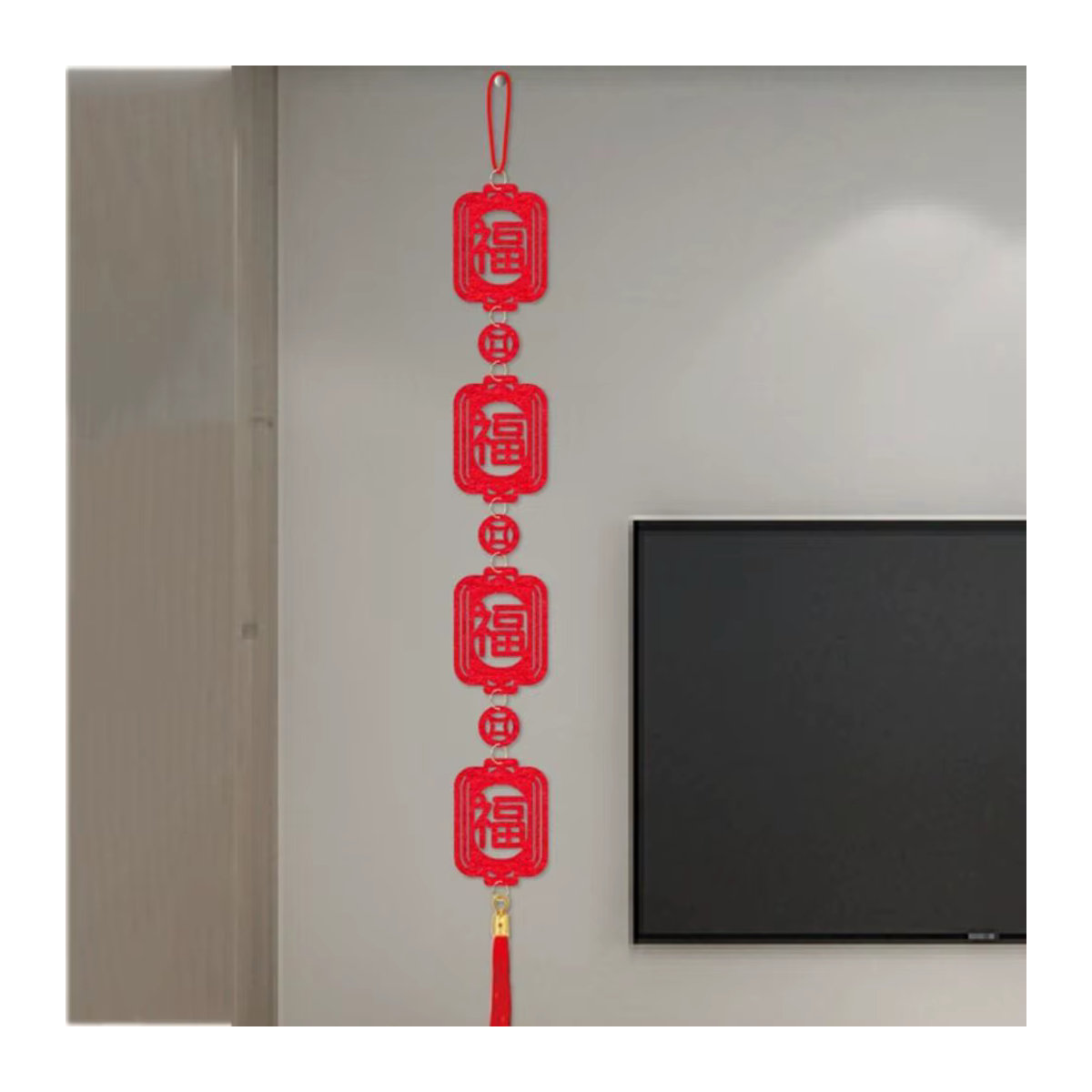 Rotes Hängeornament mit Schriftzug als orientalische Dekoration für das Chinesische Neujahr und Silvester - Bild 2