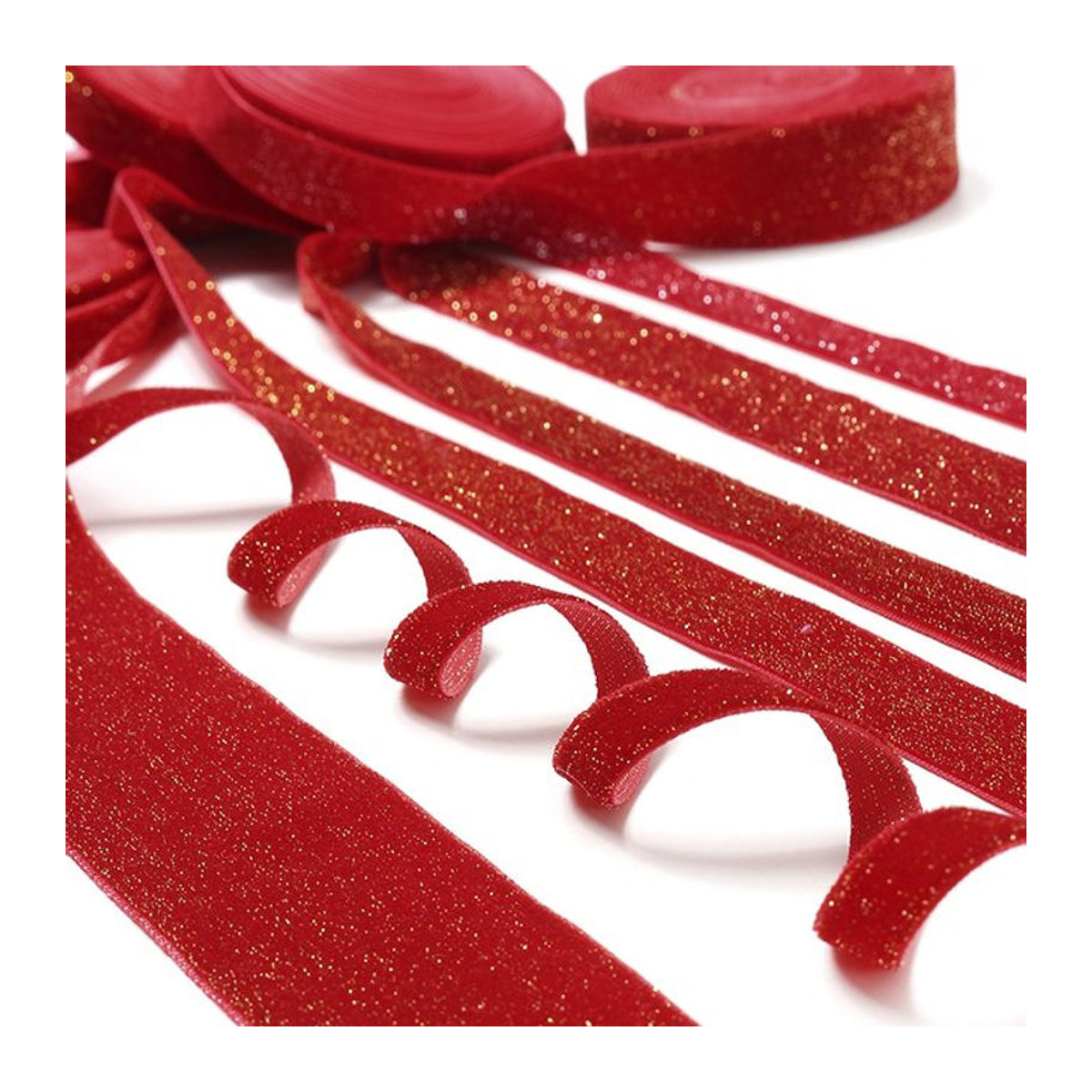 Rotes Textilband für Weihnachtsdekoration und Hochzeiten, 5 m Rolle - Bild 1