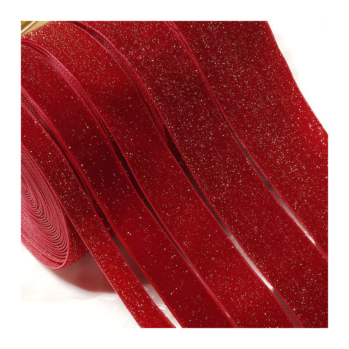 Rotes Textilband für Weihnachtsdekoration und Hochzeiten, 5 m Rolle - Bild 5
