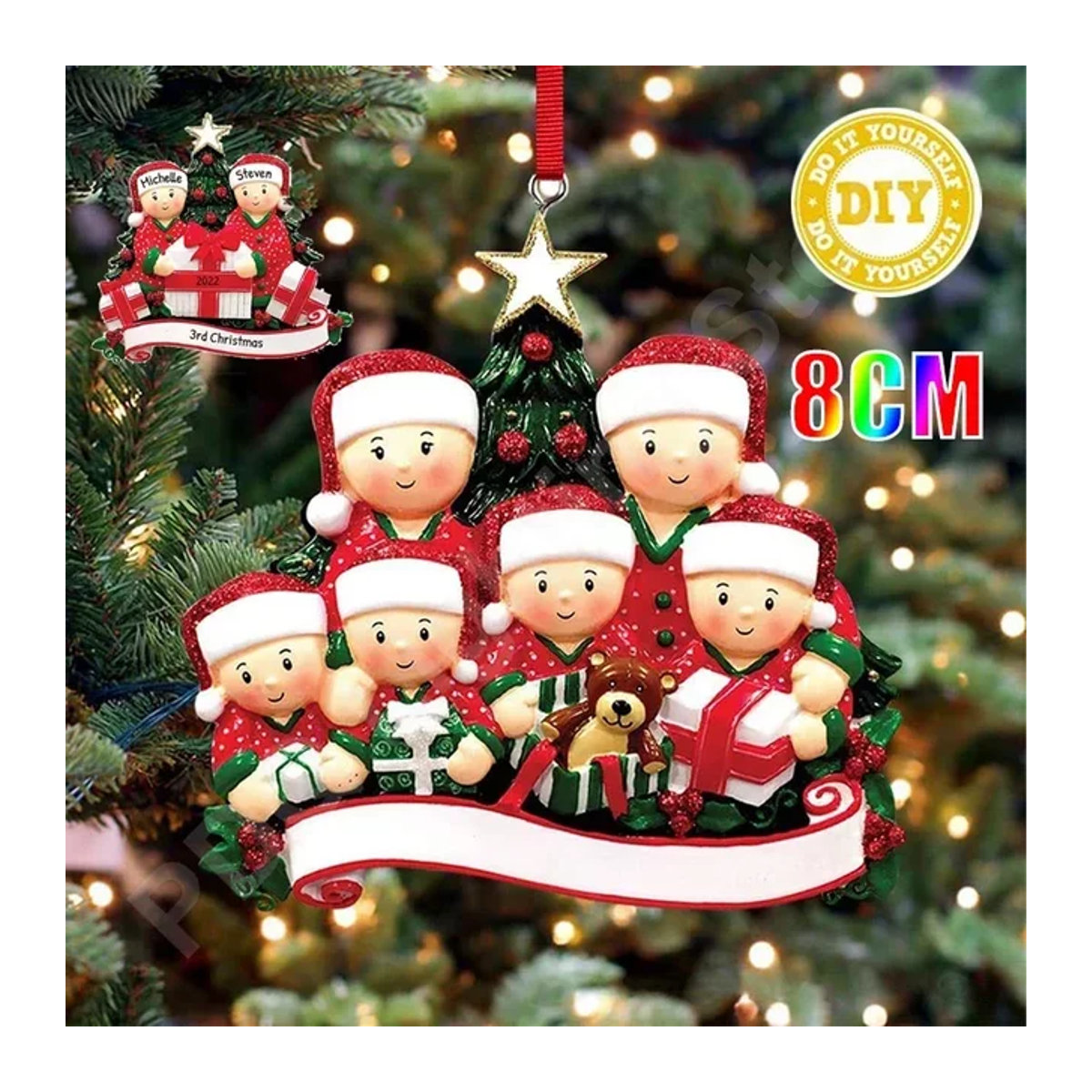 Rotes Weihnachts-Hängeornament aus Kunstharz mit Schriftzug für deinen Weihnachtsbaum und zur Neujahrsdekoration - Bild 1