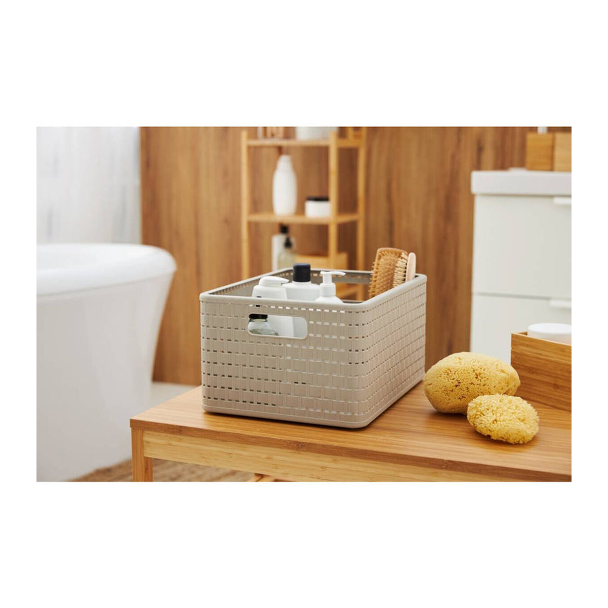 Rotho Korb COUNTRY Cappuccino in Braun und Beige, B/H/L: 27,8 x 19,1 x 36,8 cm - Bild 2