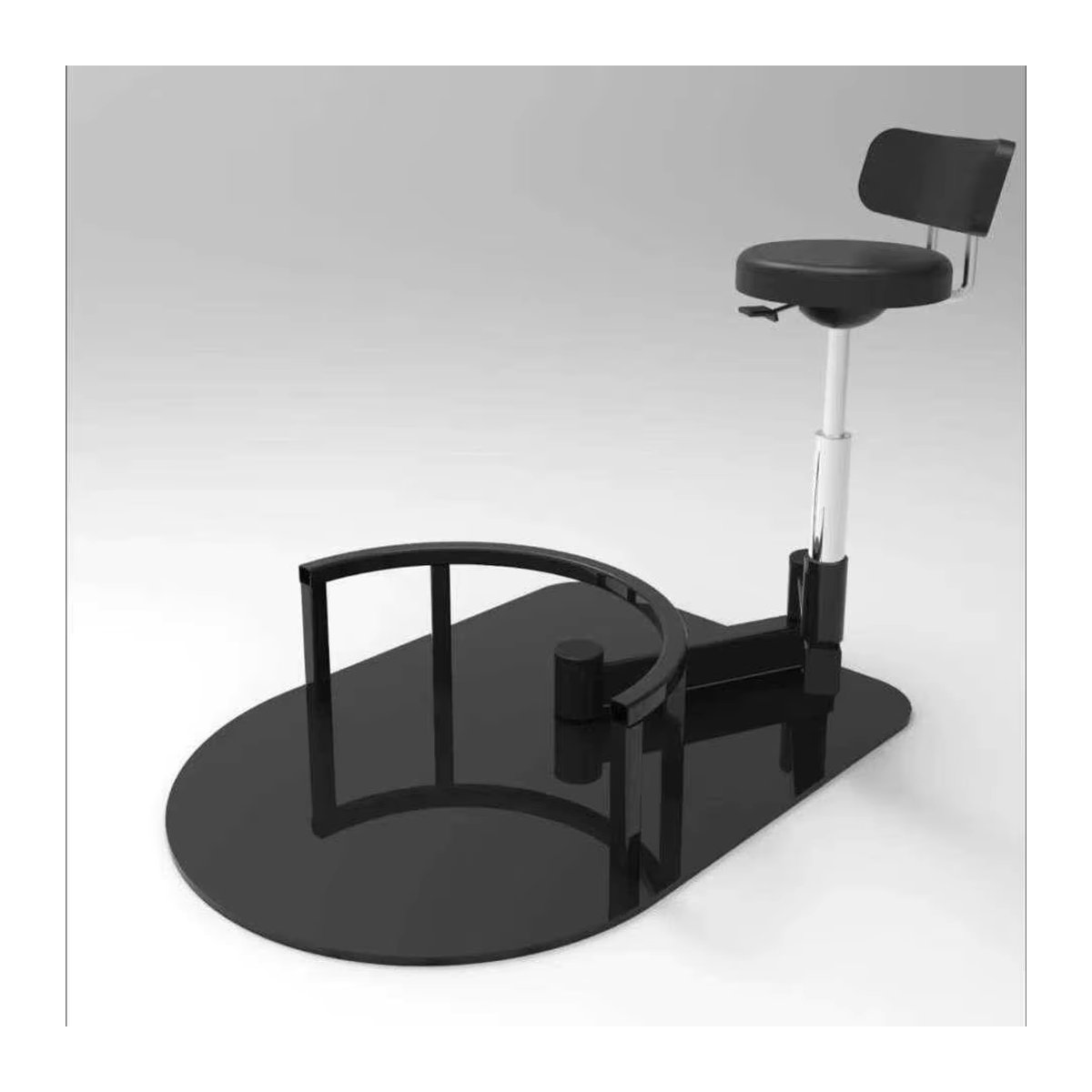 Rotierender Friseurstuhl in Schwarz als Arbeitshocker für den Friseursalon aus Metall - Bild 1