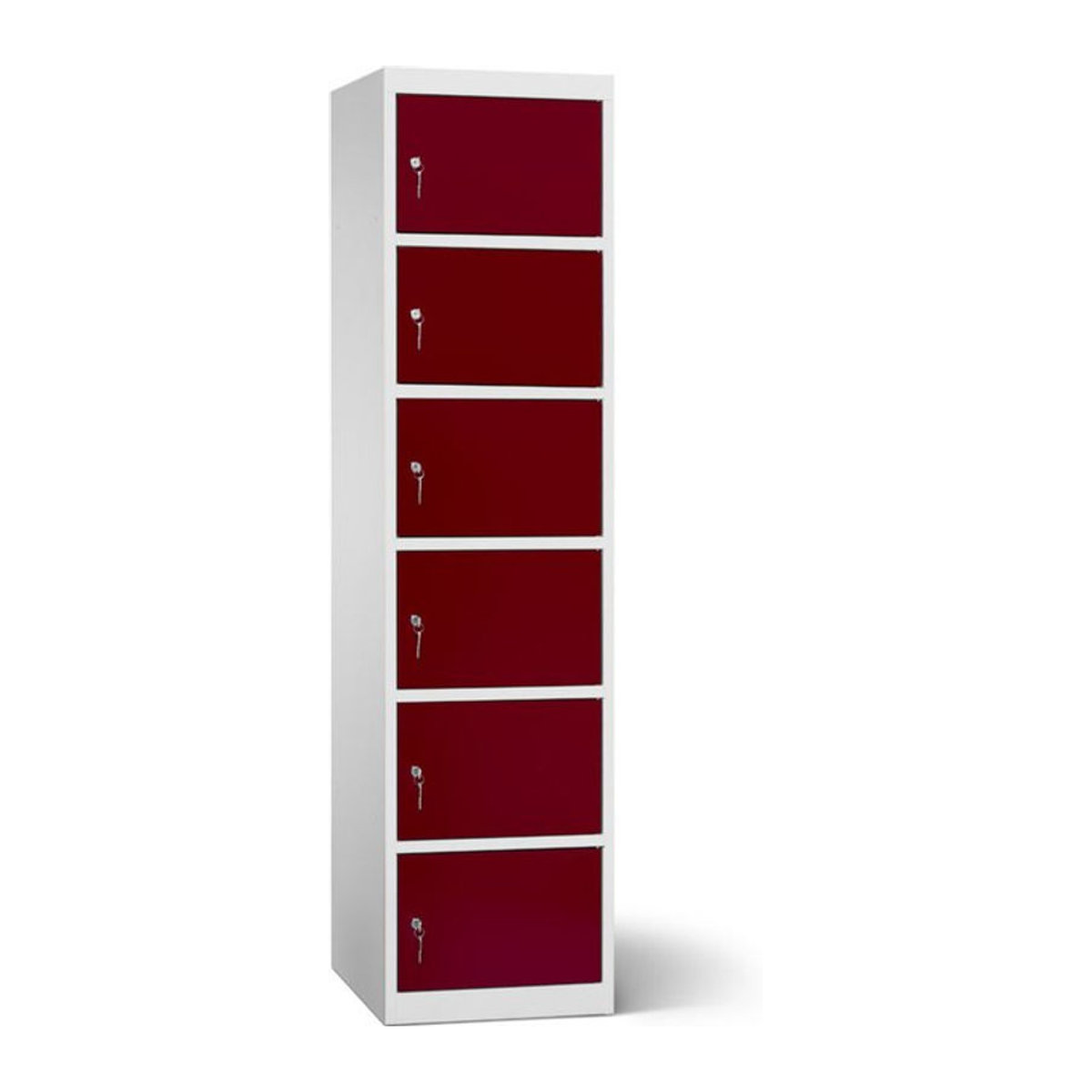 rotstahl Akku-Ladeschrank mit 6 Fächern und Zylinderschloss, Farbe: Lichtgrau und Bordeaux, B: 45 cm, H: 180 cm - Bild 1