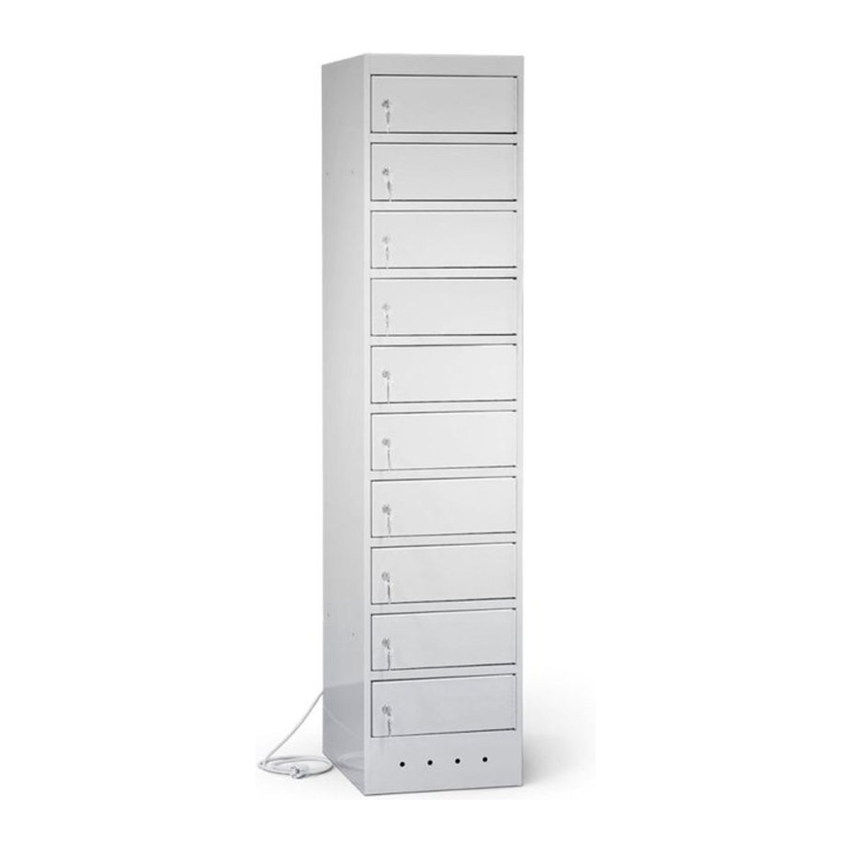 rotstahl Laptopschrank mit Ladefunktion und 10 Fächern aus Stahlblech, Farbe: Grau, B: 40 cm, H: 180 cm - Bild 1