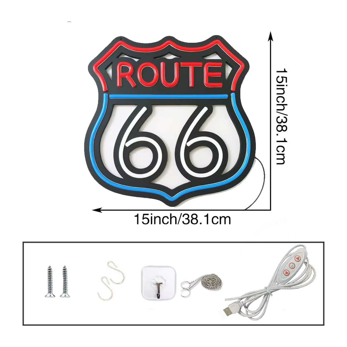 Route 66 Neon LED Wandleuchte in Bunt im Retro-Design für deine Raumdekoration - Bild 3