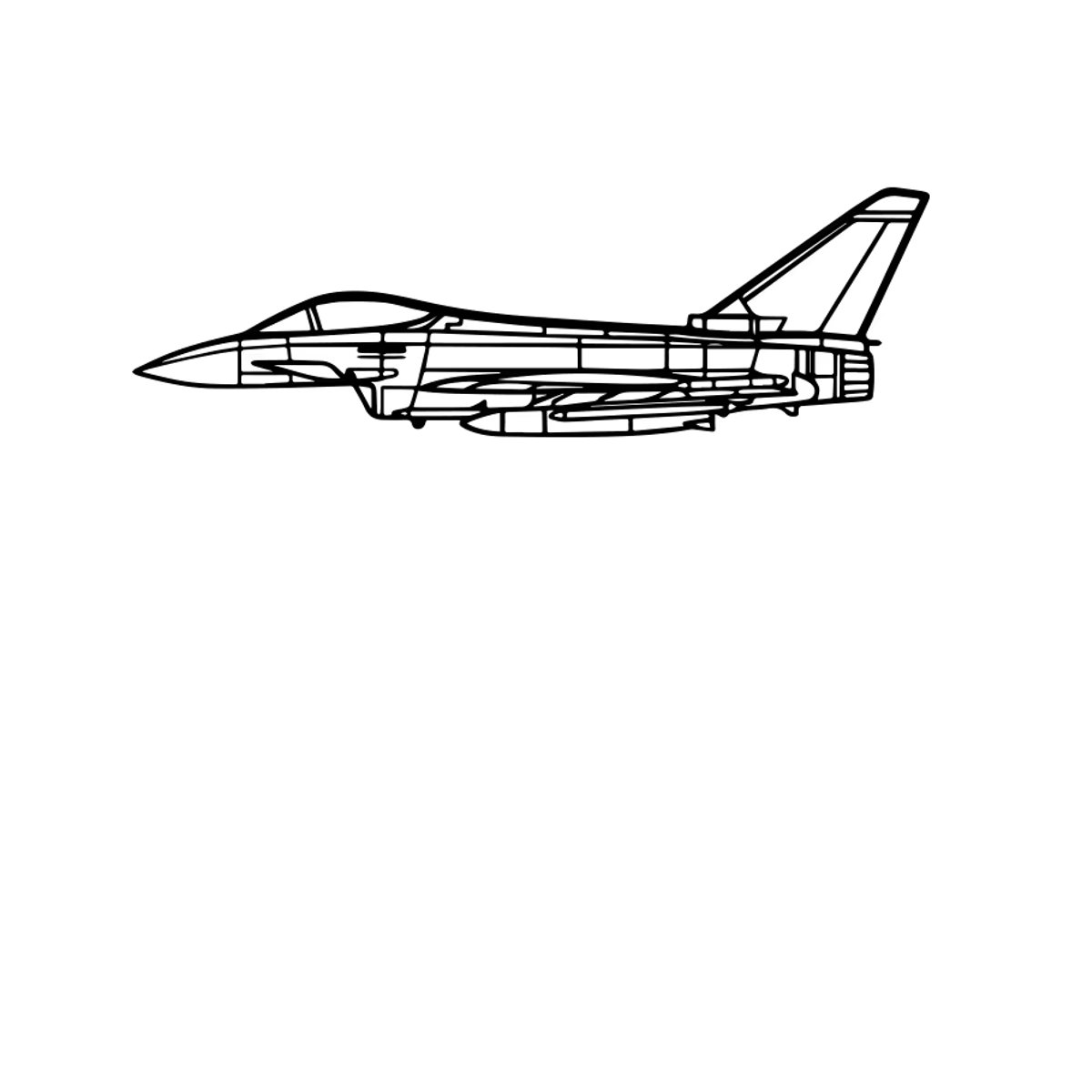 ROWNOCEAN Eurofighter Silhouette Wanddekoration in Grau und Weiß, modernes Militärflugzeug Wandbild für Erwachsene - Bild 2