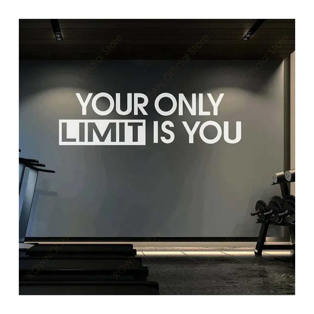 ROWNOCEAN Motivations-Wandaufkleber Ihre Einzige Grenze Ist Sie in Weiß für dein Home Gym und Fitnessstudio - Bild 1