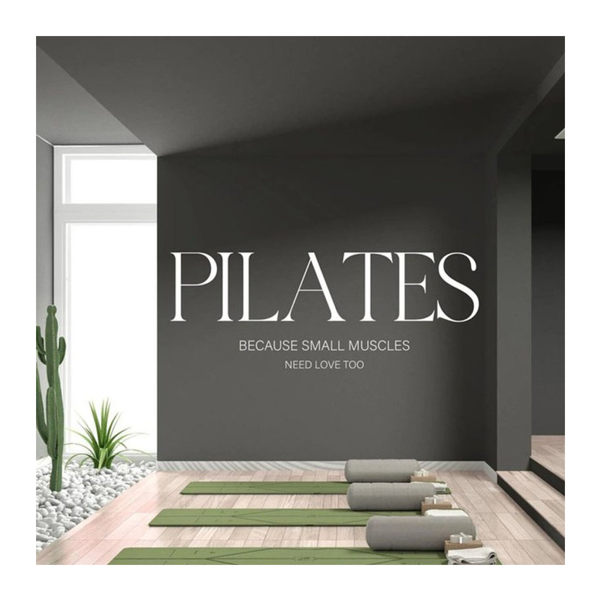 ROWNOCEAN Pilates Wandkunst Fitness Wandaufkleber aus Kunststoff in Gold und Weiß zur Wanddekoration - Bild 1