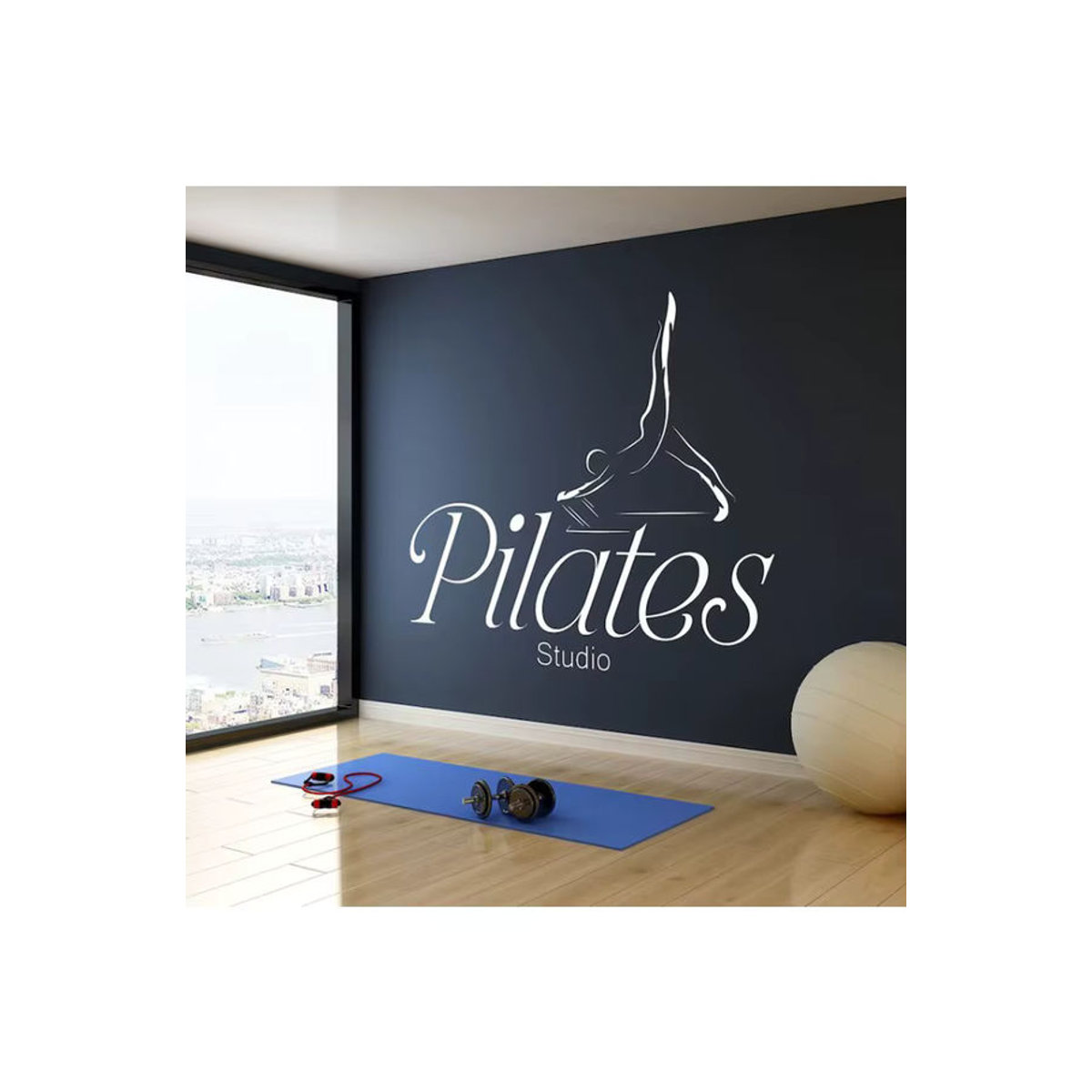 ROWNOCEAN Wandtattoo Pilates Studio Motivation Yoga Zitat Wandaufkleber in Grau und Weiß - Bild 2