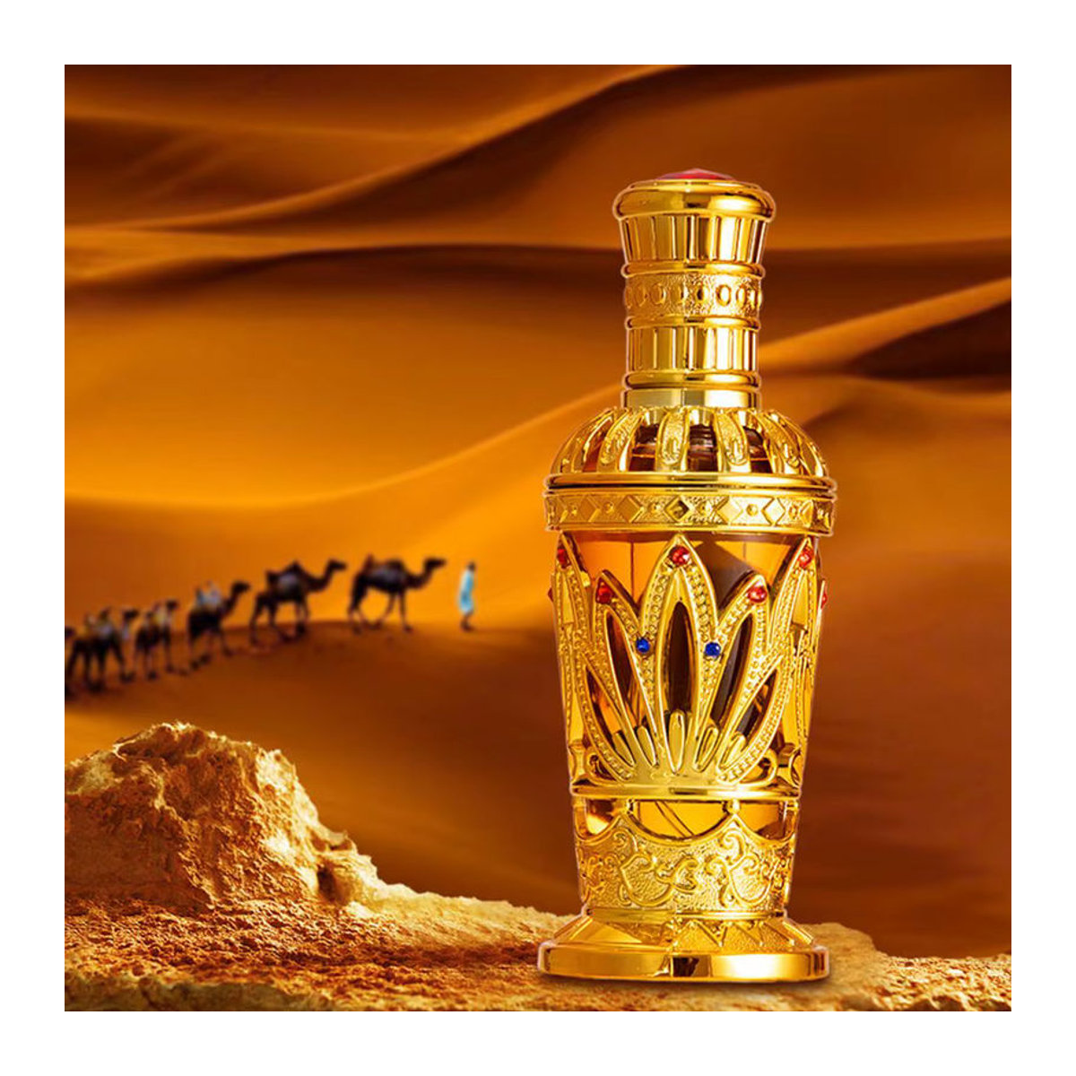 Roxelis Luxusparfüm Orientalisch Gold Unisex mit holzigem Duft und geometrischem Glasflakon - Bild 2