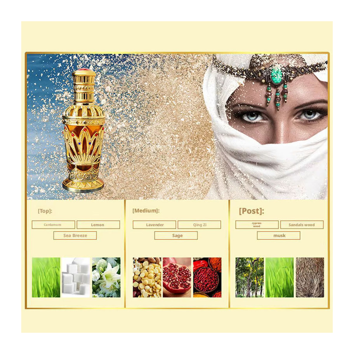 Roxelis Luxusparfüm Orientalisch Gold Unisex mit holzigem Duft und geometrischem Glasflakon - Bild 4