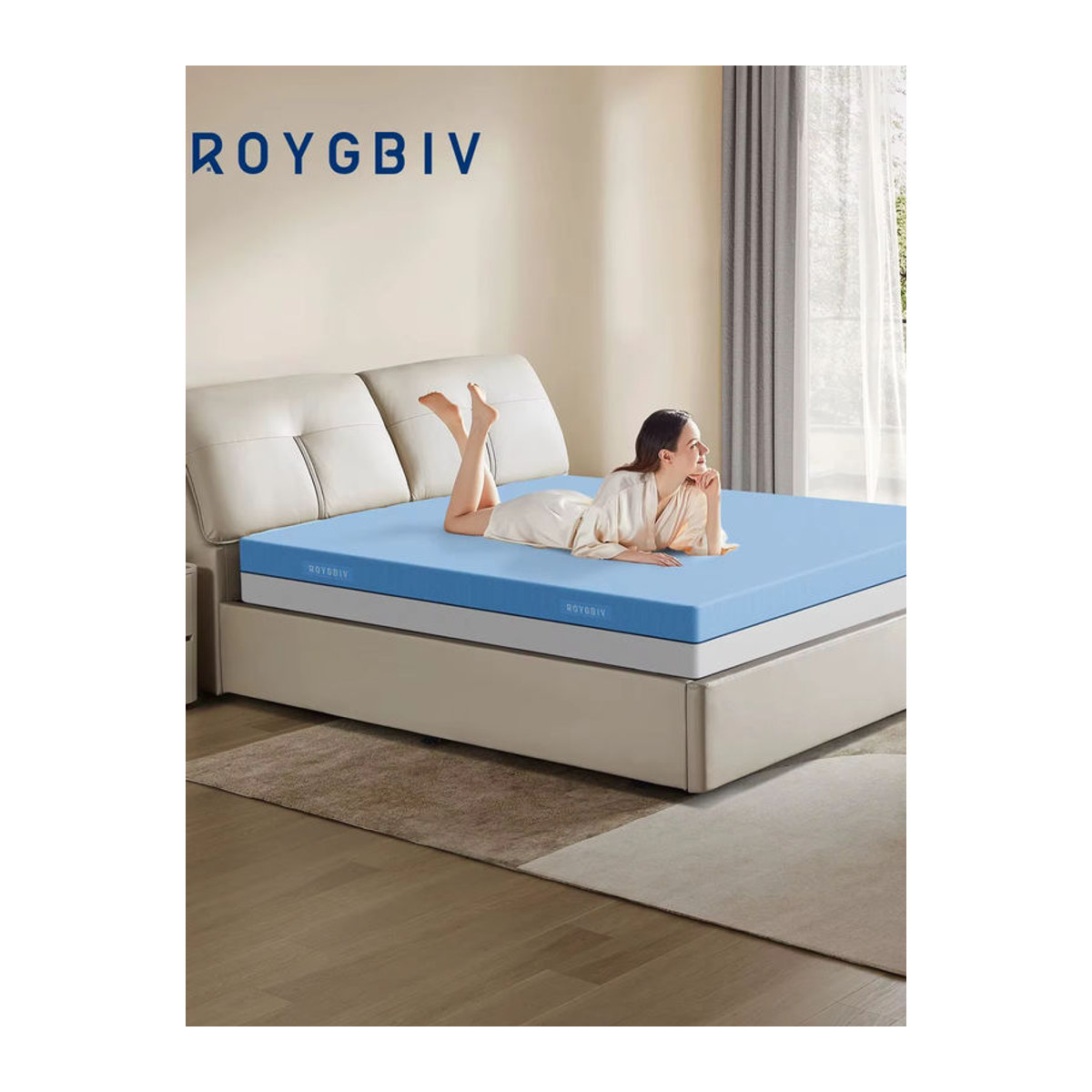 ROYGBIV Komfortschaummatratze mit Memory-Schaum und kühlendem Bezug in Blau, H/B/T: 18 x 180 x 200 cm - Bild 5