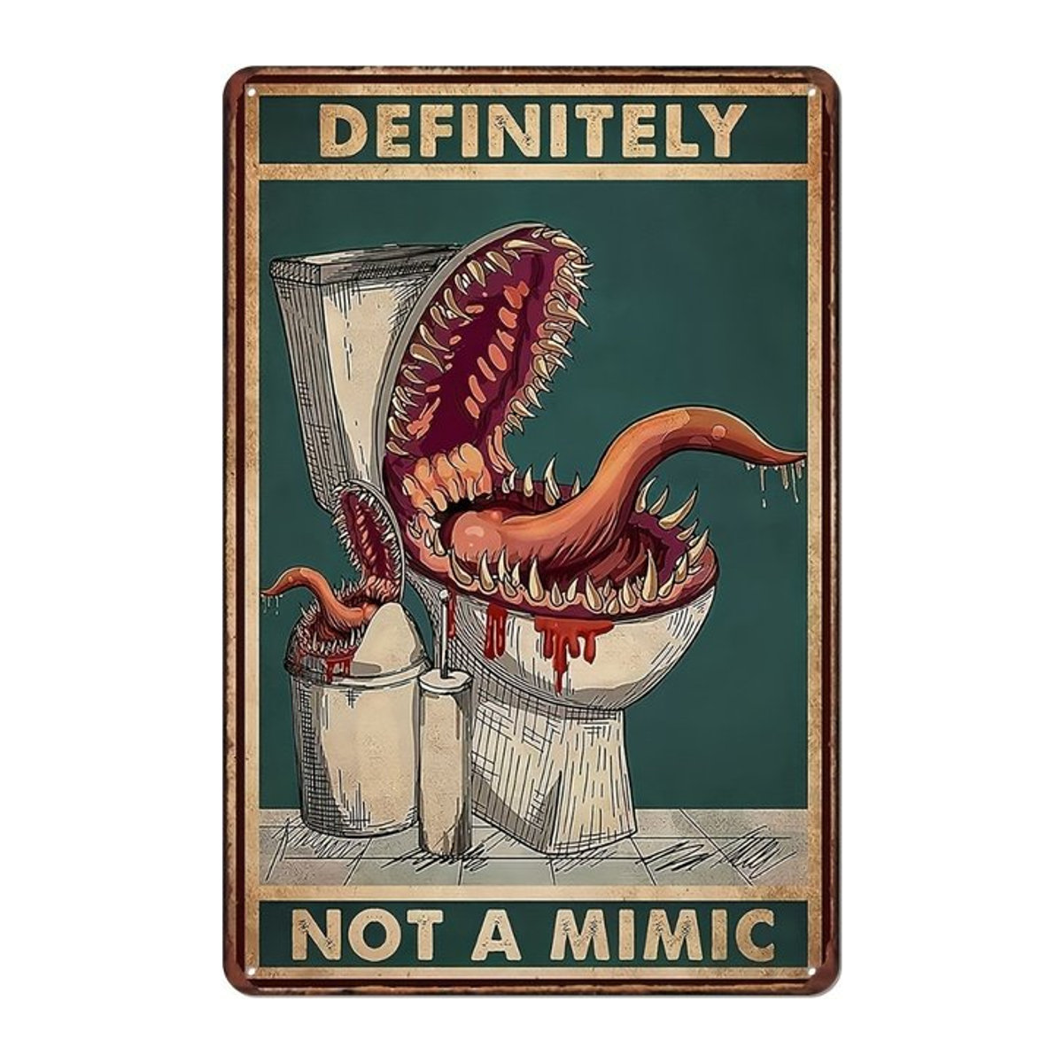 RPGNOVELTYZ DND Metallschild Not A Mimic in Vintage-Optik, mehrfarbig, B/H: 20 x 30 cm - Bild 1