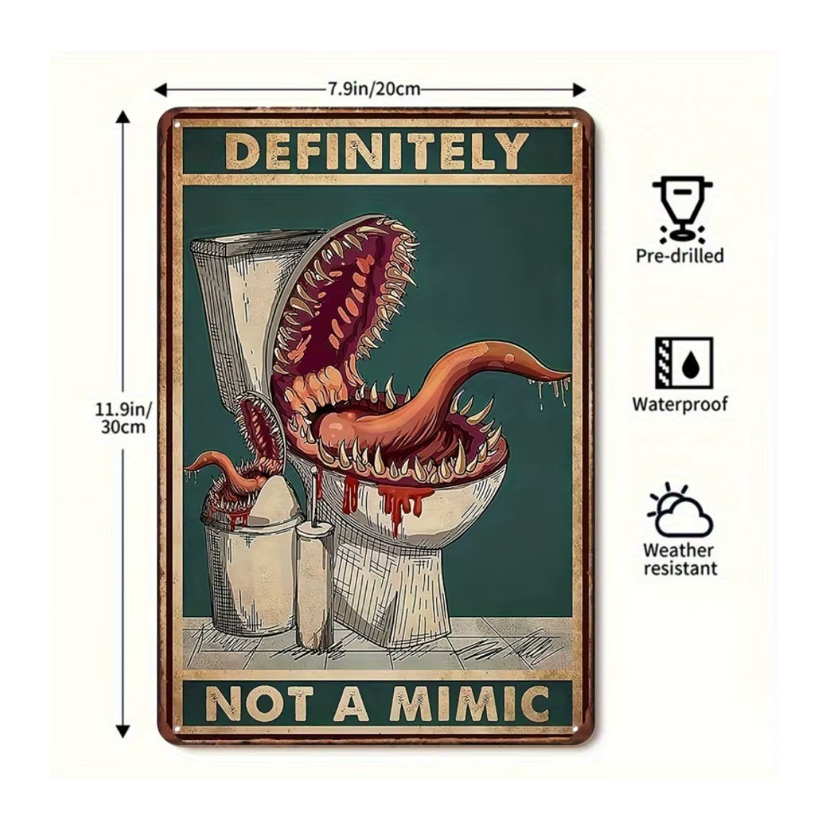 RPGNOVELTYZ DND Metallschild Not A Mimic in Vintage-Optik, mehrfarbig, B/H: 20 x 30 cm - Bild 2