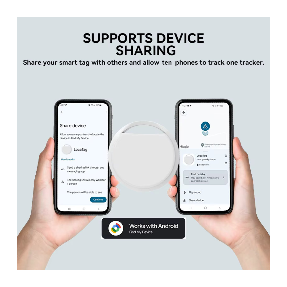 RSH Bluetooth GPS Tracker Smart Tag für Android und Google Find My Device App als Schlüssel Finder und Pet Locator in Weiß oder Bunt - Bild 5