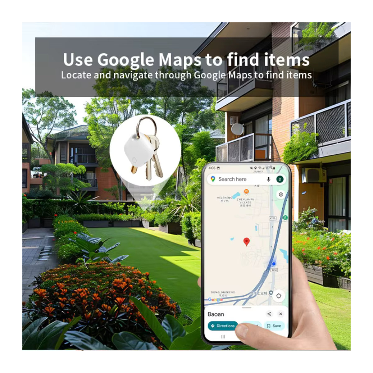 RSH Wiederaufladbarer GPS-Tag in Weiß für Android und Google Find My Device als Schlüsselfinder und Haustier-Locator mit Bluetooth-Smart-Tag Funktion für Xiaomi und Samsung-Telefone - Bild 5