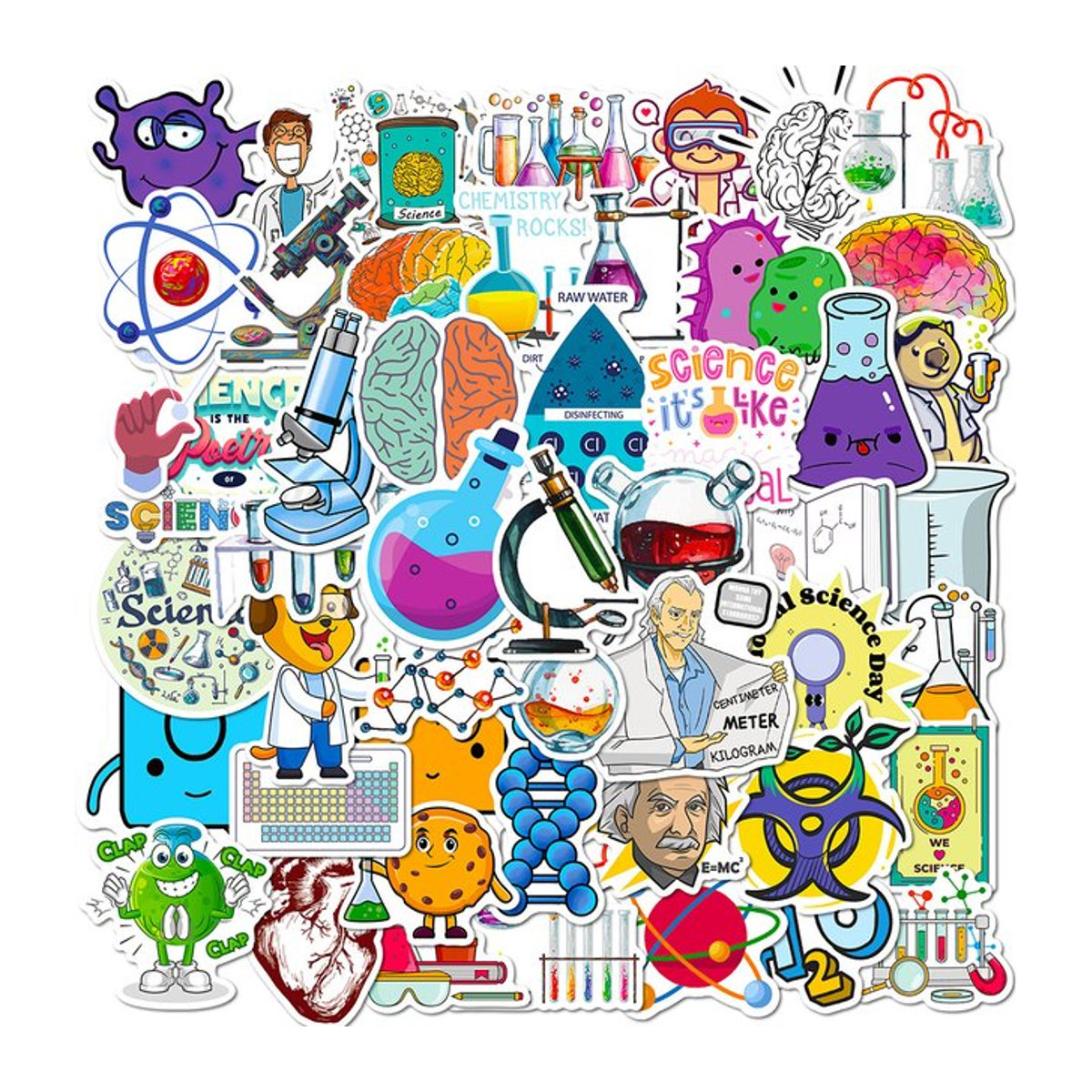 Rspctou Cartoon Aufkleber Set für Chemie Biologie und Labor in Mehrfarbig - Bild 1