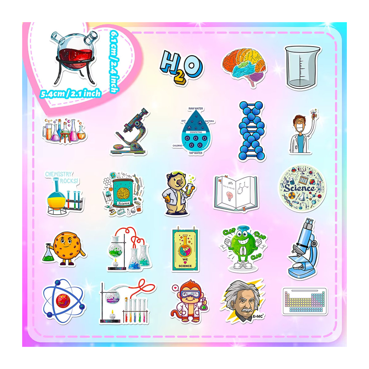 Rspctou Cartoon Aufkleber Set für Chemie Biologie und Labor in Mehrfarbig - Bild 4