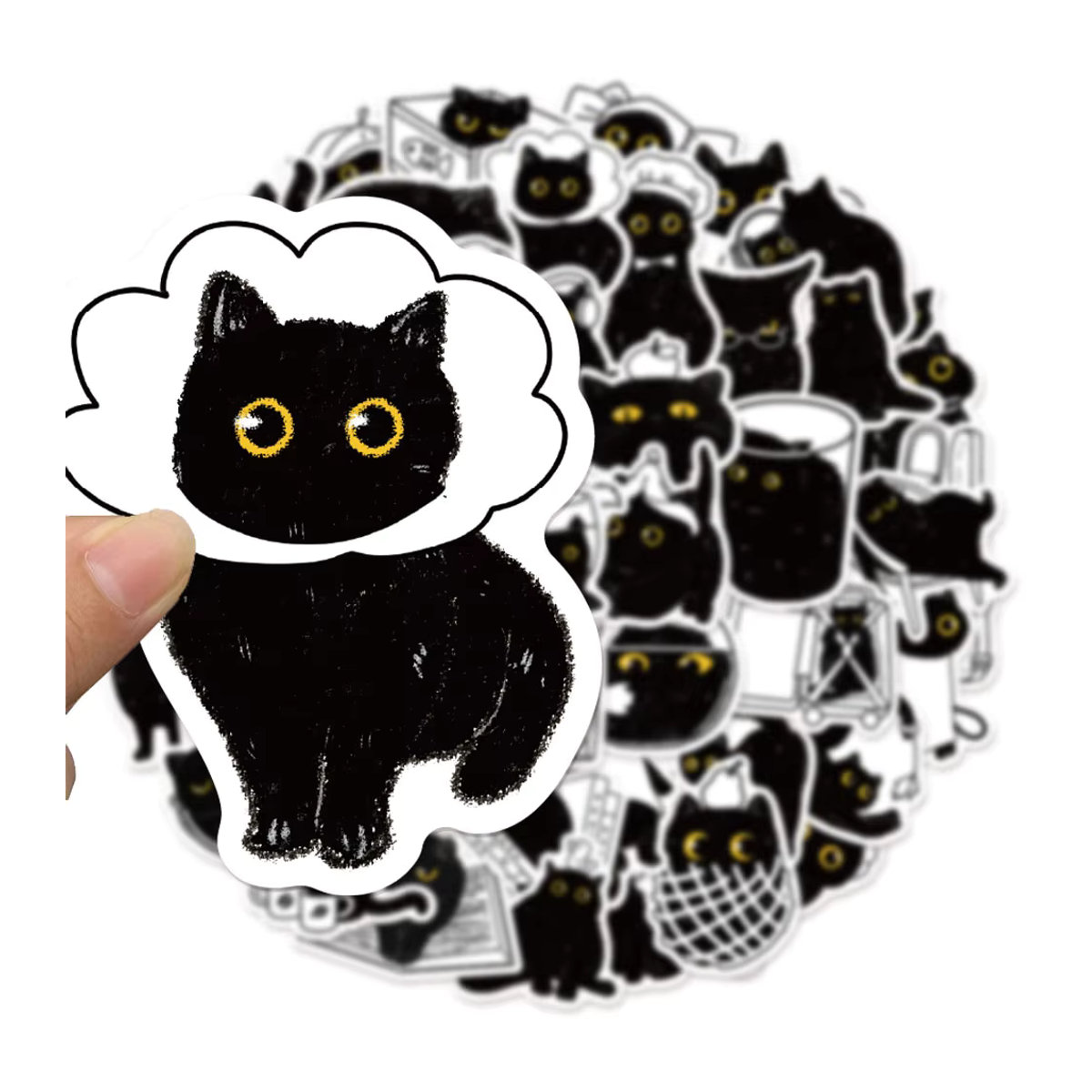 Rspctou Cartoon Schwarze Katze Aufkleber Wasserdicht Kawaii Graffiti Sticker für Skateboard, Telefon und Gepäck - Bild 3