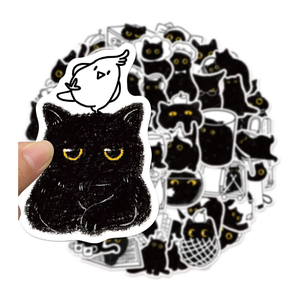 Rspctou Cartoon Schwarze Katze Aufkleber Wasserdicht Kawaii Graffiti Sticker für Skateboard, Telefon und Gepäck - Bild 4