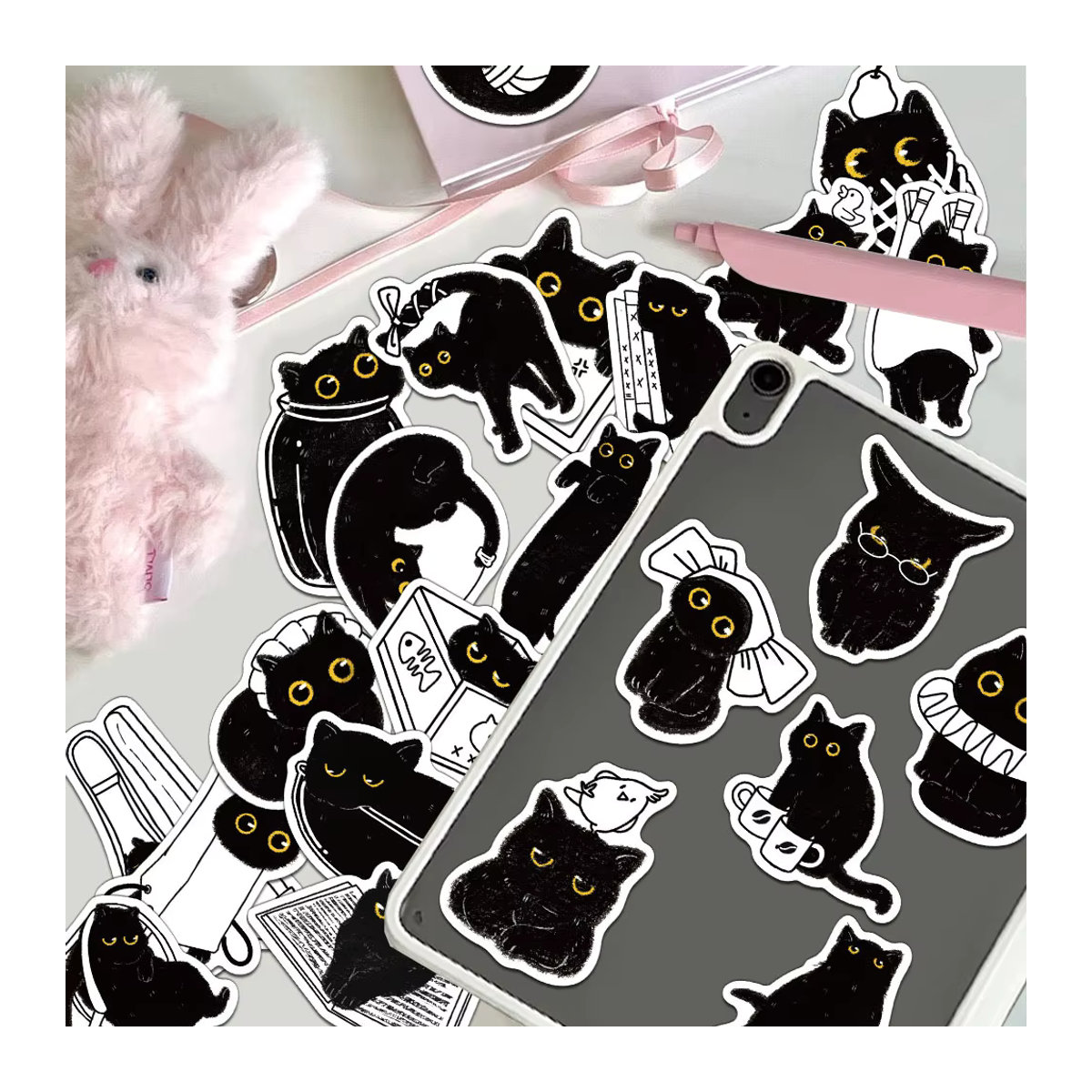 Rspctou Cartoon Schwarze Katze Aufkleber Wasserdicht Kawaii Graffiti Sticker für Skateboard, Telefon und Gepäck - Bild 6