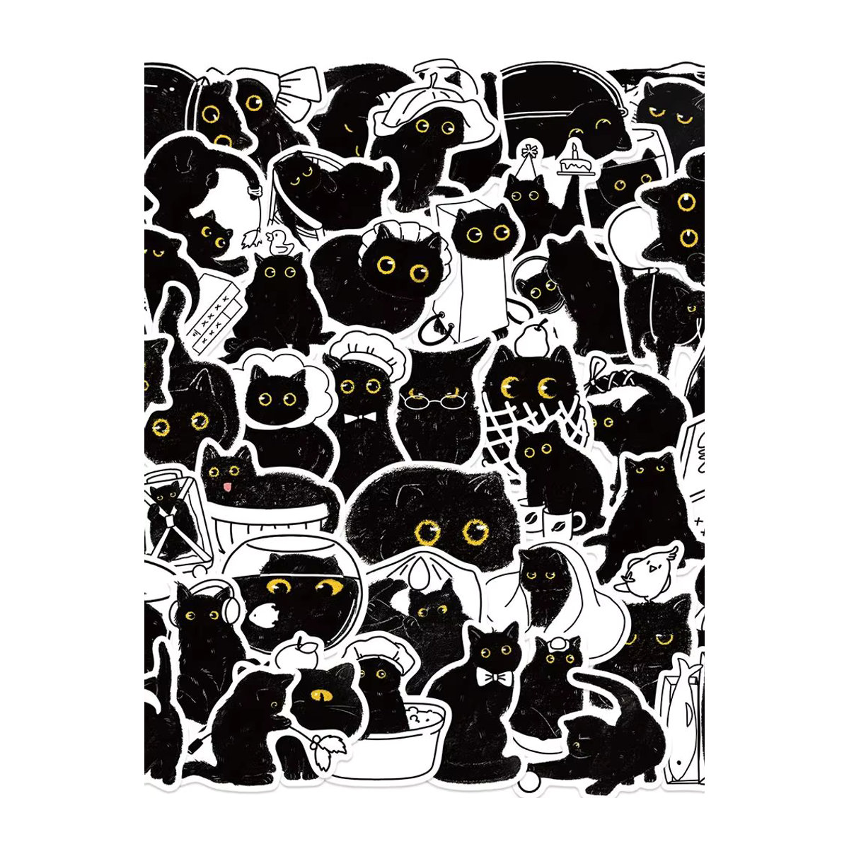 Rspctou Cartoon Schwarze Katze Aufkleber Wasserdicht Kawaii Graffiti Sticker für Skateboard, Telefon und Gepäck - Bild 7