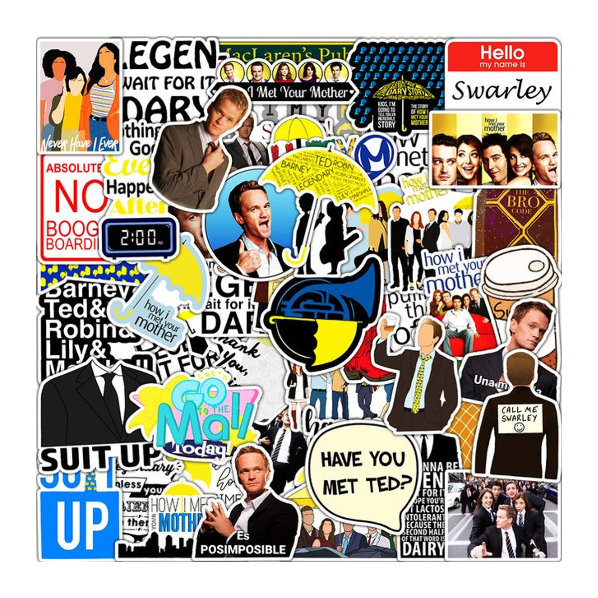Rspctou How I Met Your Mother Aufkleber Set, mehrfarbige Cartoon-Sticker für Laptop, Sammelalbum und DIY-Projekte, 10 Stück - Bild 1