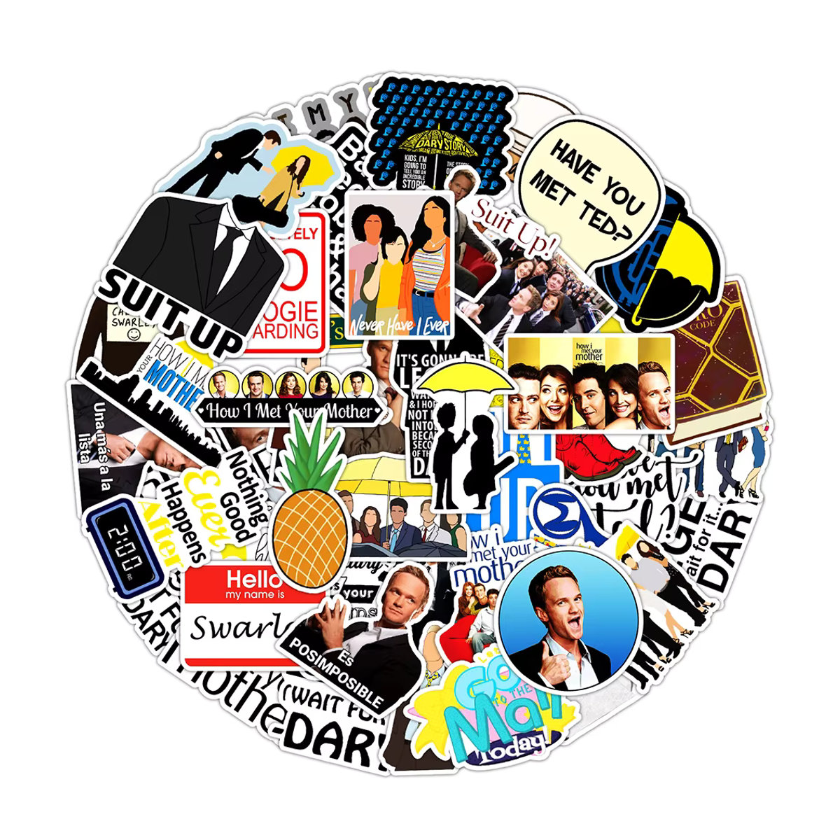 Rspctou How I Met Your Mother Aufkleber Set, mehrfarbige Cartoon-Sticker für Laptop, Sammelalbum und DIY-Projekte, 10 Stück - Bild 2