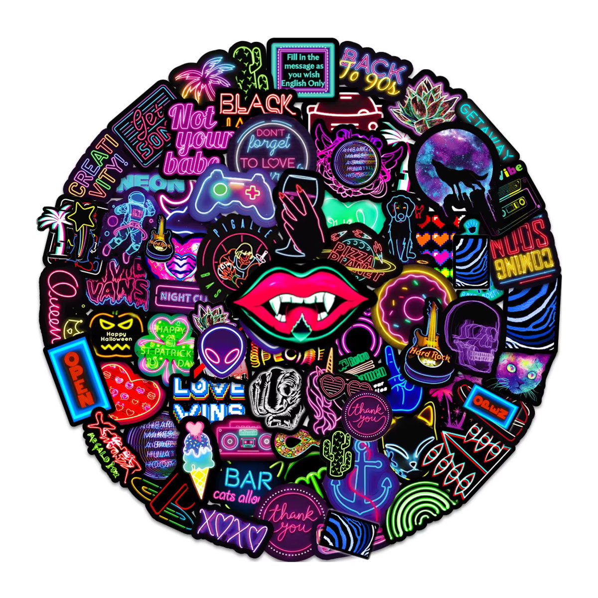 Rspctou Kreative Cartoon Neon Licht Aufkleber Wasserdicht Mehrfarbig für Laptop Koffer und Sammelalben - Bild 2