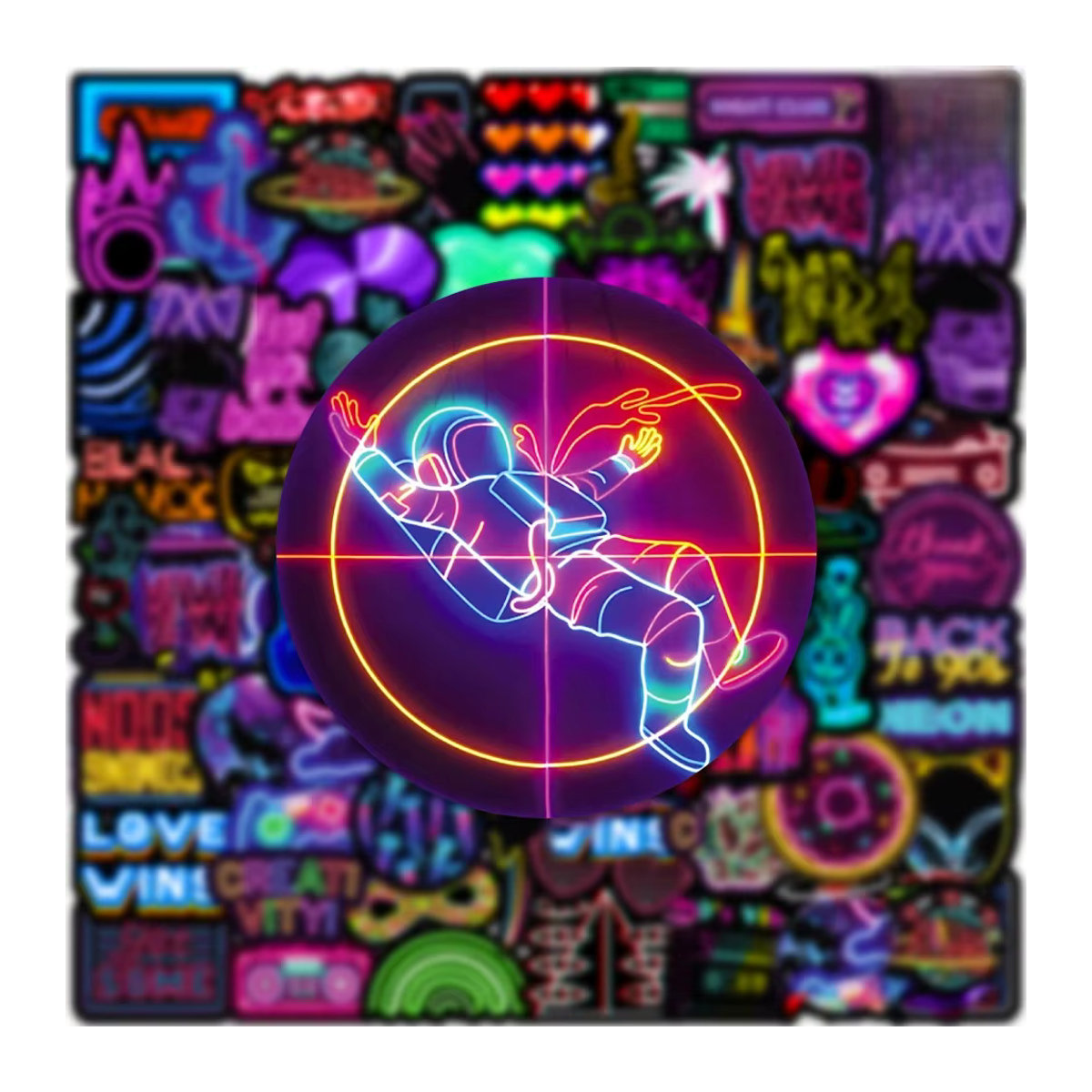 Rspctou Kreative Cartoon Neon Licht Aufkleber Wasserdicht Mehrfarbig für Laptop Koffer und Sammelalben - Bild 5