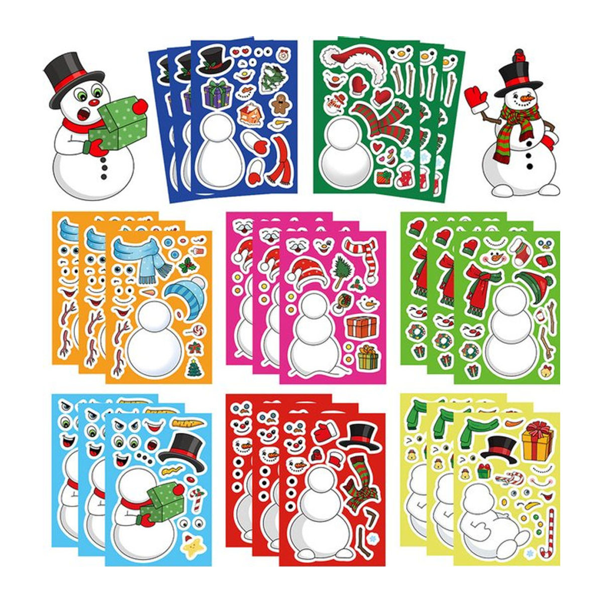 Rspctou Weihnachten Schneemann Puzzle Aufkleber Set für Kinder, Mehrfarbig, 8 bis 16 Blätter Papier-Dekoration zum Basteln und Spielen - Bild 1